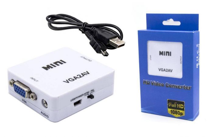 Конвертер переходник VGA - RCA (мама - мама) белый