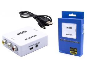 Конвертер переходник RCA - VGA (мама - мама) белый