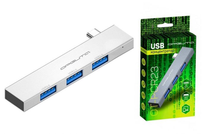 Разветвитель USB HUB Орбита OT-PCR23 USB 2.0/3.0 (3*USB) (серебристый)