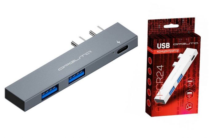 Разветвитель USB HUB Орбита OT-PCR24 USB 2.0 (2*USB+Type-C) (серый)