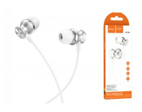 Наушники вакуумные проводные HOCO M106 Fountain metal with microphone (серебристый)