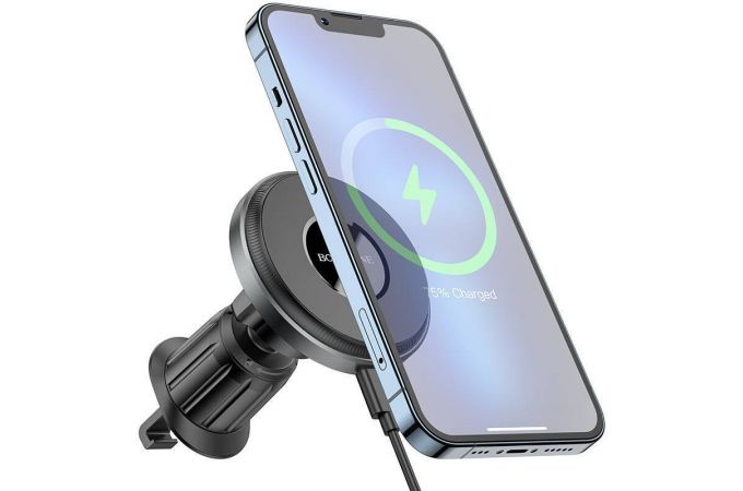Держатель автомобильный для телефона BOROFONE BH202 в решетку воздуховода серый