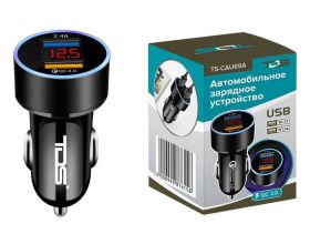 Автомобильное зарядное устройство TDS TS-CAU69A ЗУ авто 2*USB (USB, QC3.0,3000mA)