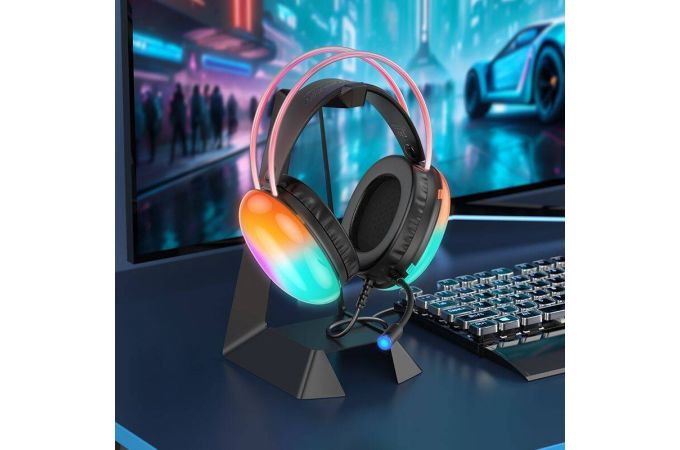 Наушники мониторные проводные HOCO W109 Plus Rich headphones (3.5 мм/USB7.1) (черные)