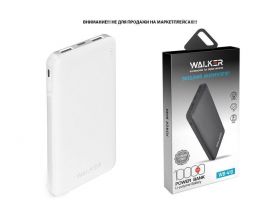 Универсальный дополнительный аккумулятор Power Bank Walker WB-410, 10000 mAh, Li-Pol, 2.1A вх/вых, USBx2, microUSB, Type-C, пластик, белое