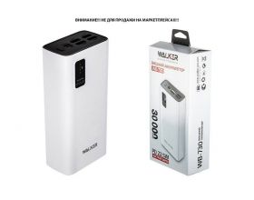 Универсальный дополнительный аккумулятор Power Bank Walker WB-730, 30000 mAh, 3A вх/вых, USBx4, microUSB, Type-C, QC 3.0+PD, белое (У)