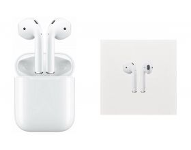 Наушники вакуумные беспроводные AirPods 2 (copy orig) (копия оригинала) (белый) (л) молочная уп.