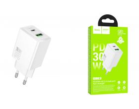 Сетевое зарядное устройство USB + USB-C HOCO N71 Nuevo PD30W+QC3.0 (белый)