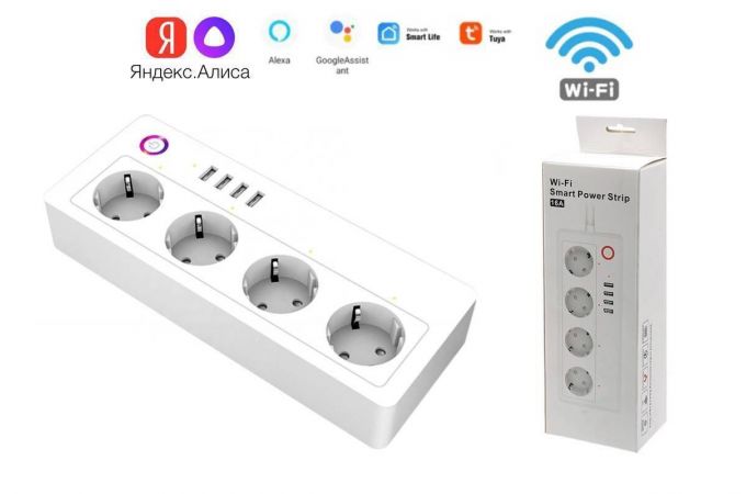 Умный сетевой фильтр Орбита OT-HOS11 1.8м (4*гн,4*USB, Wi-Fi)