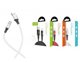 Кабель USB - USB Type-C HOCO U46, 2A (серебристый) 1м (силиконовый)