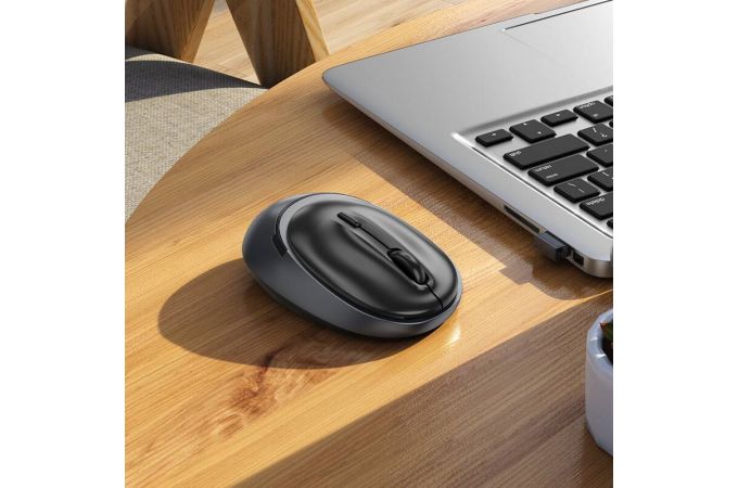 Мышь беспроводная HOCO GM34 Nuevo dual-mode business wireless mouse (USB, 2.4ГГц+ВТ, 10м) ( черно-серый)