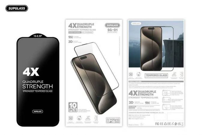 Защитное стекло SUPGLASS SG-01 4X Quadruple Strength Glass For IPhone 12 Pro Max (6.7) (цена за 10 шт)