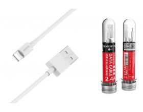 Кабель USB - Lightning BOROFONE BX3, 2,4A (белый) 1м (в колбе)