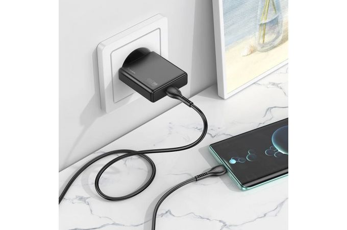Сетевое зарядное устройство USB-C + кабель Type-C HOCO N37 PD20W (черный)
