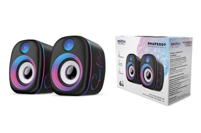 Акустическая система 2.0 SmartBuy RHAPSODY, 6Вт, RGB-подсветка, USB (SBA-4800)/40