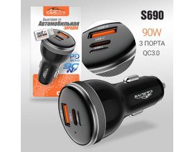 Автомобильное зарядное устройство Carlive CR44 3 порта QC3.0 + PD30W + L (с вольтметром) Black (черный) 20pcs