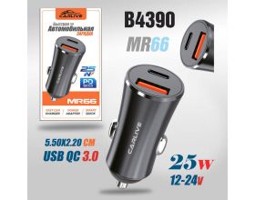 Автомобильное зарядное устройство MR66 1USB + PD 5V/3.1A (Black) в коробочке  (10pcs)