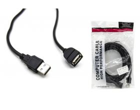 Кабель USB 2.0 удлинитель Type-A (папа - мама) 1,5 м черный (NN-U2MFBk015)