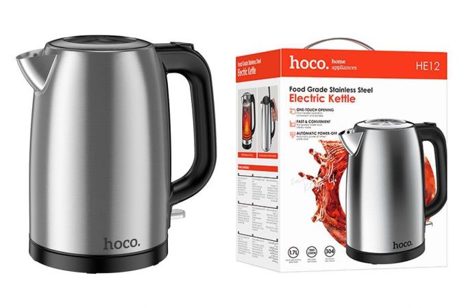 Чайник электрический HOCO HE12 объем 1,7л СТАЛЬНОЙ