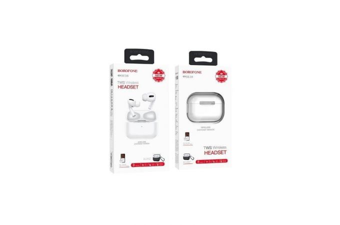 Наушники вакуумные беспроводные BOROFONE BE38 Original series TWS Pro wireless headset Bluetooth (белый) (в комплекте с чехлом)