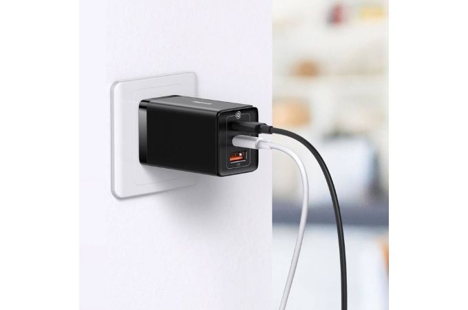 Сетевое зарядное устройство USB + 2USB-C Baseus GaN5 Pro Fast Charger 2C+U 65W EU  1m (черный)