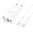 Сетевое зарядное устройство USB + USB-C + кабель Lightning - Type-C BOROFONE BA78A Golden charger PD20W+QC3.0 (белый)
