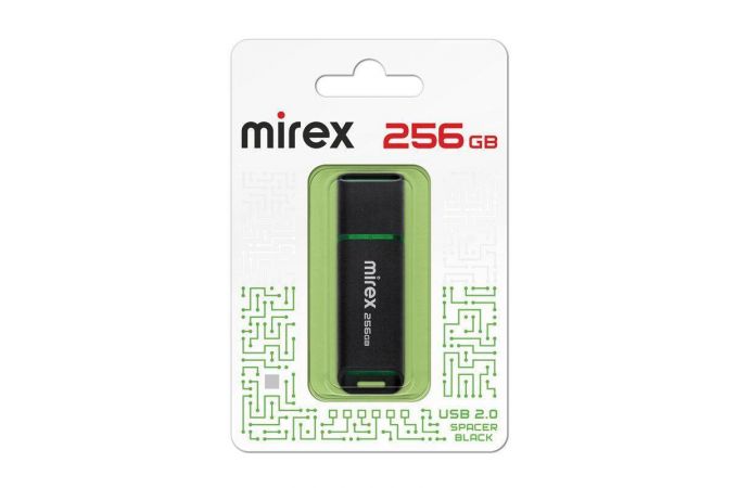 Флешка USB 2.0 Mirex SPACER BLACK 256GB (ecopack)