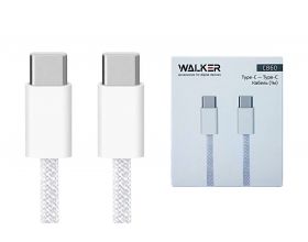 Кабель USB Type-C - USB Type-C WALKER C860 65W, поддержка PD, нейлон, белый, 1 м