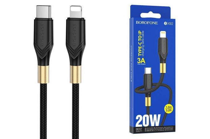 Кабель USB Type-C - Lightning BOROFONE BX92 PD (черный) 1м