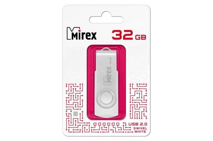 Флешка USB 2.0 Mirex SWIVEL WHITE 32GB (ecopack)