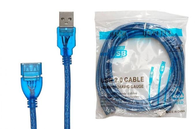 Кабель USB 2.0 удлинитель Type-A (папа - мама) 10 м синий (NN-U2MFB10)