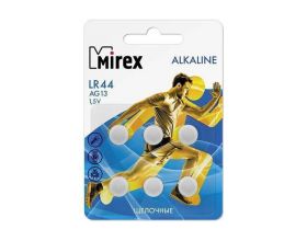 Батарейка часовая Mirex AG13 / LR44 1,5V цена за блистер 6 шт (23702-LR44-E6)