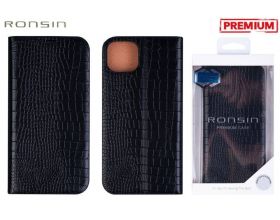 Чехол-книжка для телефона RONSIN кожаный магнитная застёжка iPhone 12 PRO MAX (чёрный)