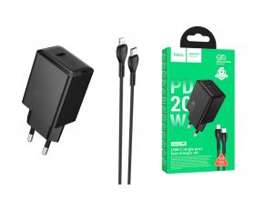 Сетевое зарядное устройство USB-C + кабель Type-C - Lightning HOCO N68 Nuevo single port (один порт)PD20W (черный)