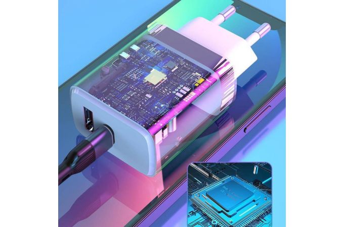 Сетевое зарядное устройство USB + кабель Lightning SENDEM OG34 (бело-черный)