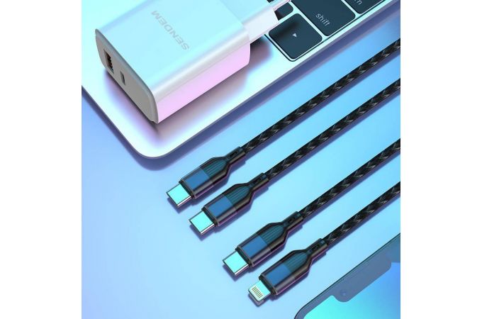 Сетевое зарядное устройство USB + кабель Lightning SENDEM OG34 (бело-черный)