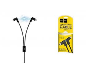 Кабель USB 2 в 1 HOCO X12 2 in 1 lightning / Micro (черный) 1м (магнитные наконечники)
