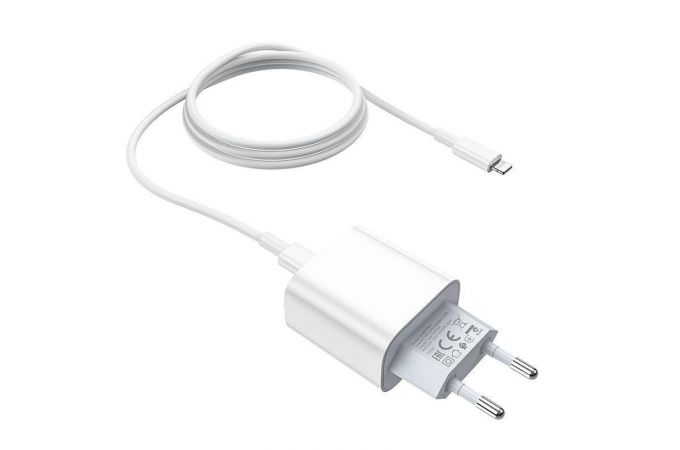 Сетевое зарядное устройство USB + кабель Lightning - Type-C BOROFONE BA38A PD20W+QC 3.0 (белый)