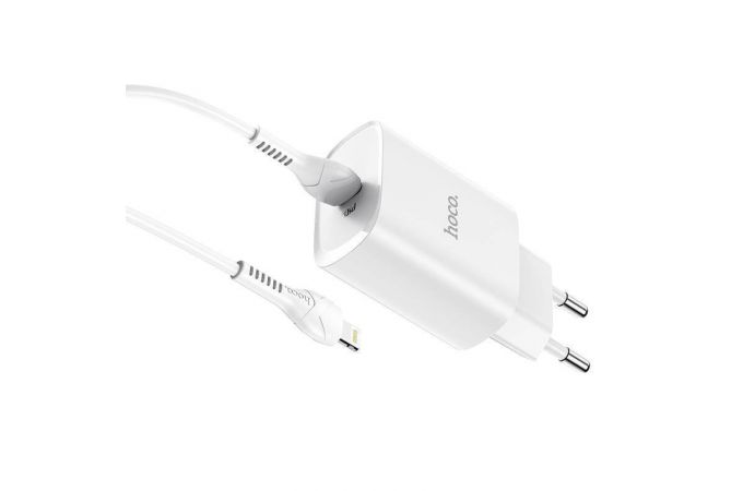 Сетевое зарядное устройство USB-C + кабель Lightning - Type-C HOCO N14 PD20W+QC 3.0 (белый)