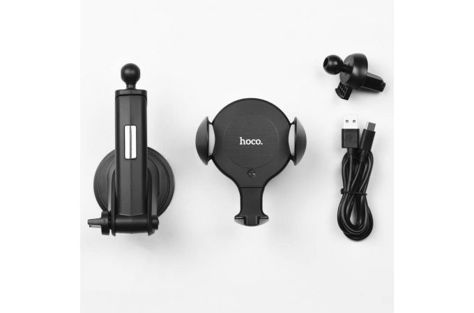 Держатель автомобильный для телефона HOCO CA60 car holder черный (с беспроводной зарядкой)