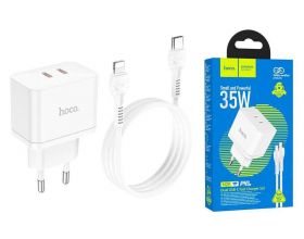 Сетевое зарядное устройство 2USB-С + кабель Lightning HOCO N29 Triumph PD35W (белый)