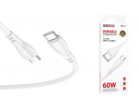 Кабель USB Type-C - USB Type-C BOROFONE BX121/ 1m/ 60W/ белый