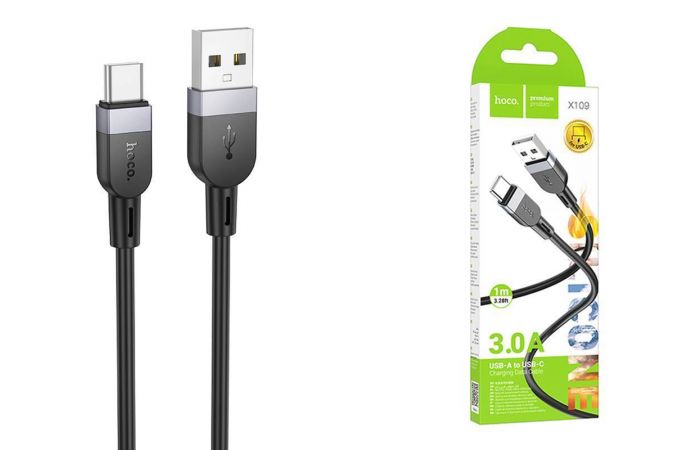 Кабель USB - USB Type-C HOCO X109 Energy silicone (черный) 1м силиконовый