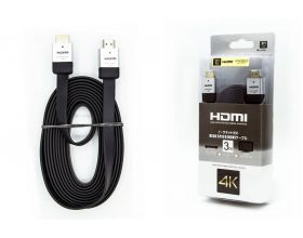 Кабель HDMI (папа - папа) 2 м (V2.0) 4K плоский черный