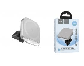 Держатель автомобильный для телефона HOCO HW17 Crystal magnetic wireless fast charging car holder(air outlet) серый