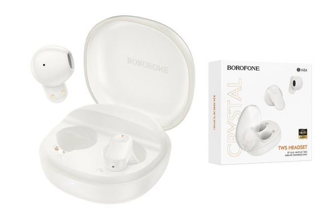 Наушники вакуумные беспроводные BOROFONE BW54 Lucky  true wireless BT headset Bluetooth (milky white)
