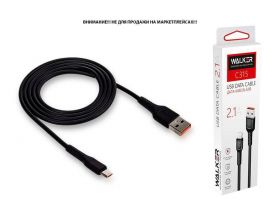 Кабель USB - MicroUSB WALKER C315 (2.1А), черный