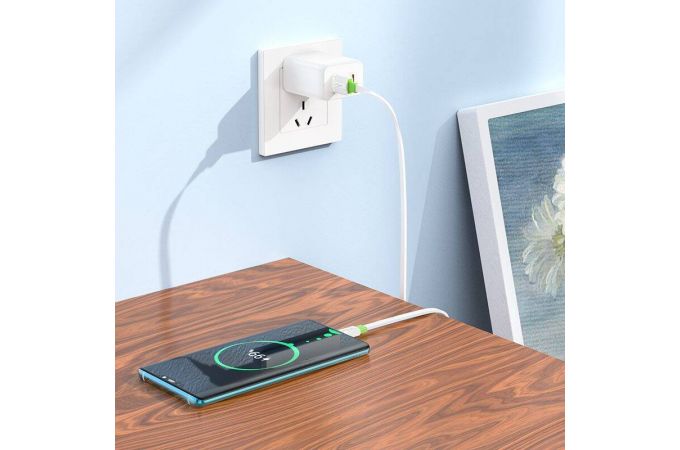Кабель USB - USB Type-C BOROFONE BX89, 2,4A (бело-зеленый) 1м