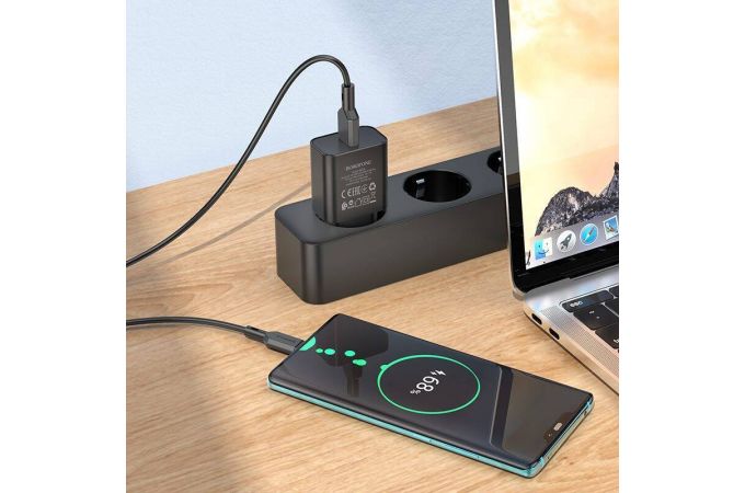 Сетевое зарядное устройство USB BOROFONE BA72A Spring single port (один порт)QC3.0 (черный)