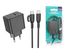Сетевое зарядное устройство USB-C + кабель Type-C BOROFONE BAS15A PD30W (черный)